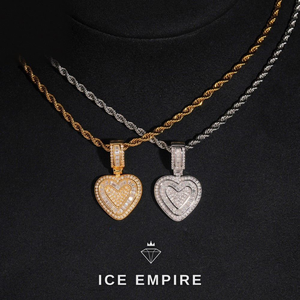 Iced Out Heart 925 Silver Pendant