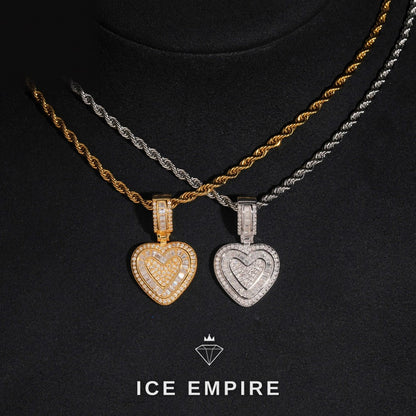 Iced Out Heart 925 Silver Pendant