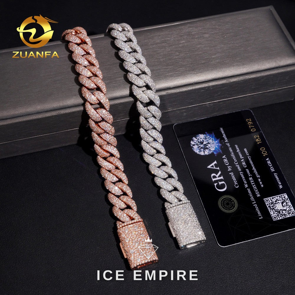 Iced Out Rose Gold Plated Moissanite Cuban Chain