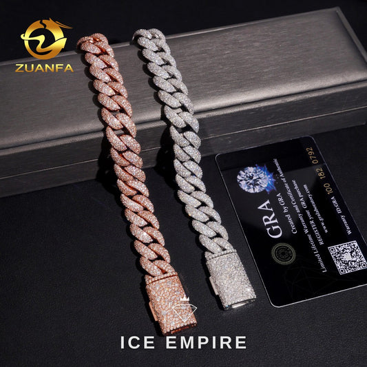 Iced Out Rose Gold Plated Moissanite Cuban Chain