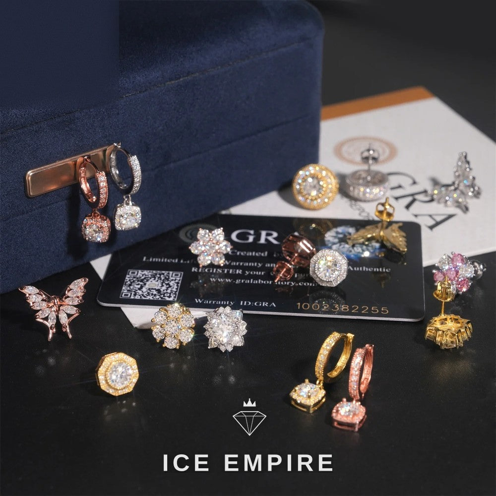 Iced Out 925 Silver Moissanite Earrings