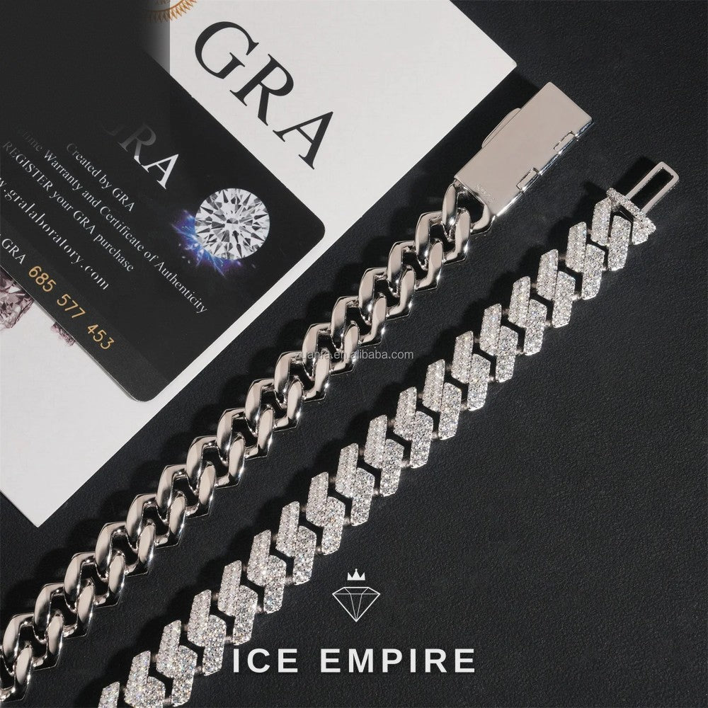Iced Out 925 Silver Moissanite Cuban Chain
