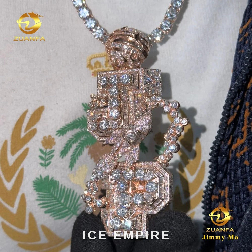 Iced Out Rose Gold Moissanite Pendant