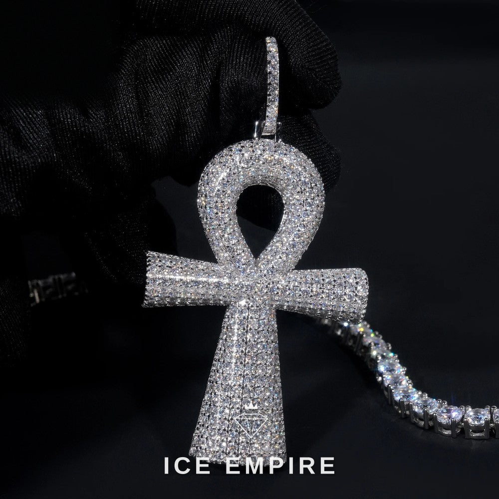 Iced Out Cross 925 Silver Pendant