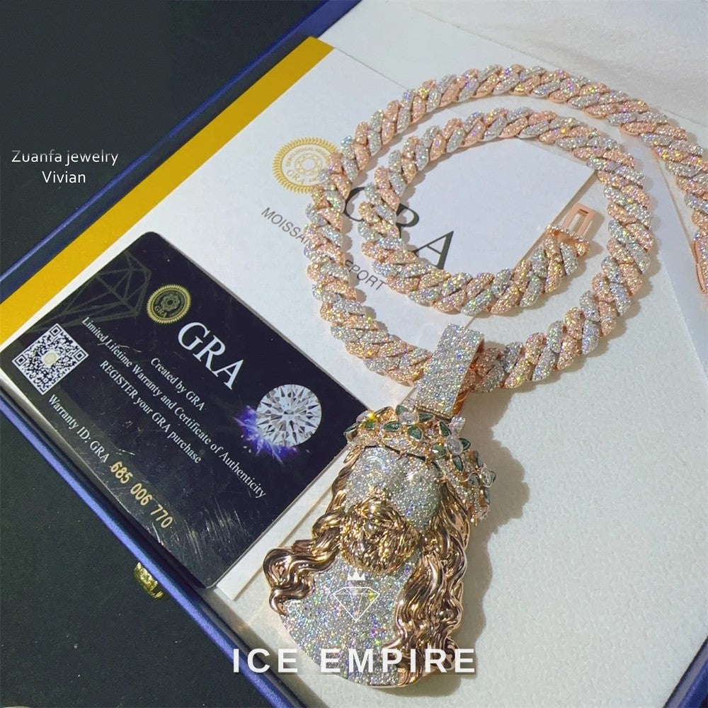 Iced Out Cross Gold Plated Moissanite Pendant