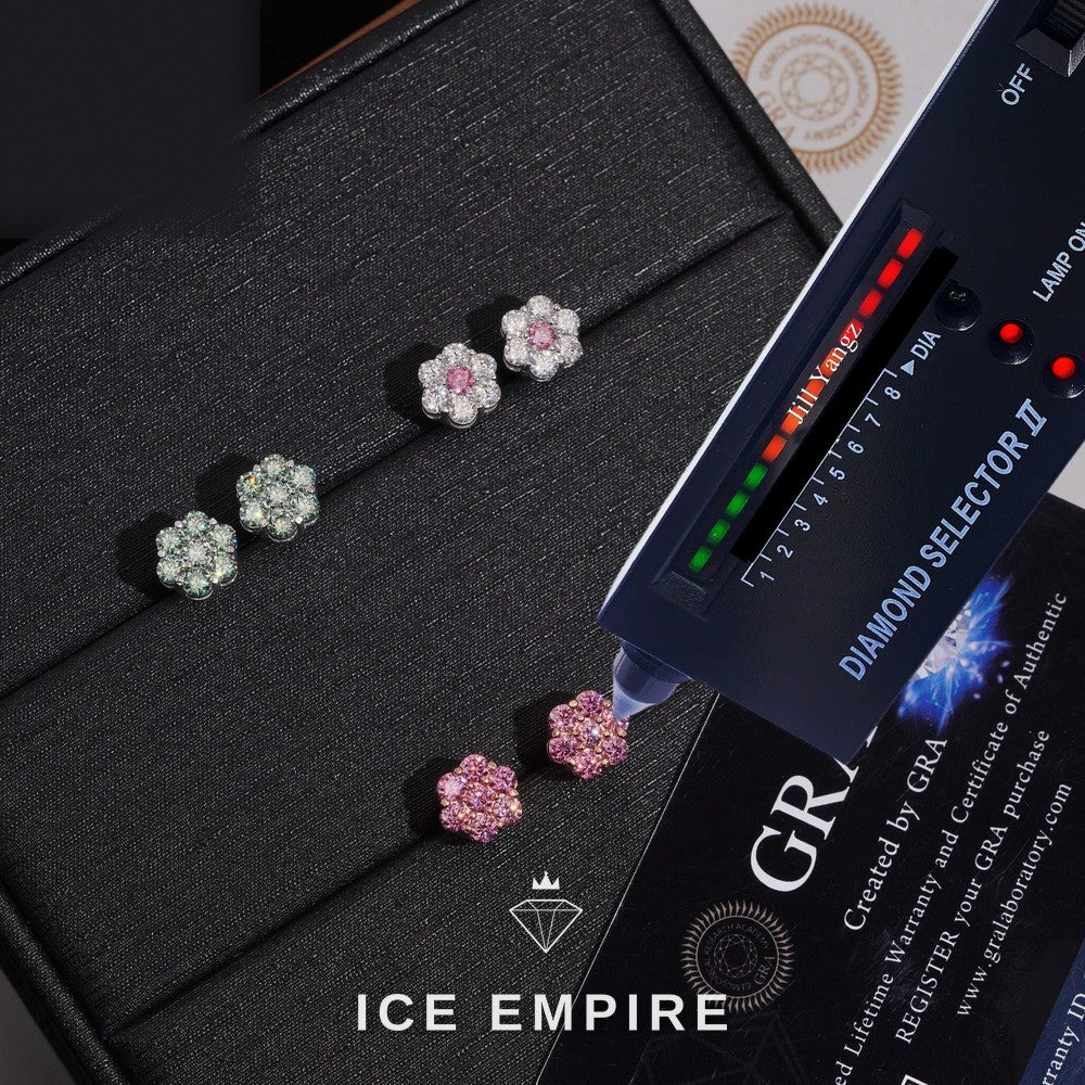 Iced Out Cluster 925 Silver Moissanite Stud Earrings