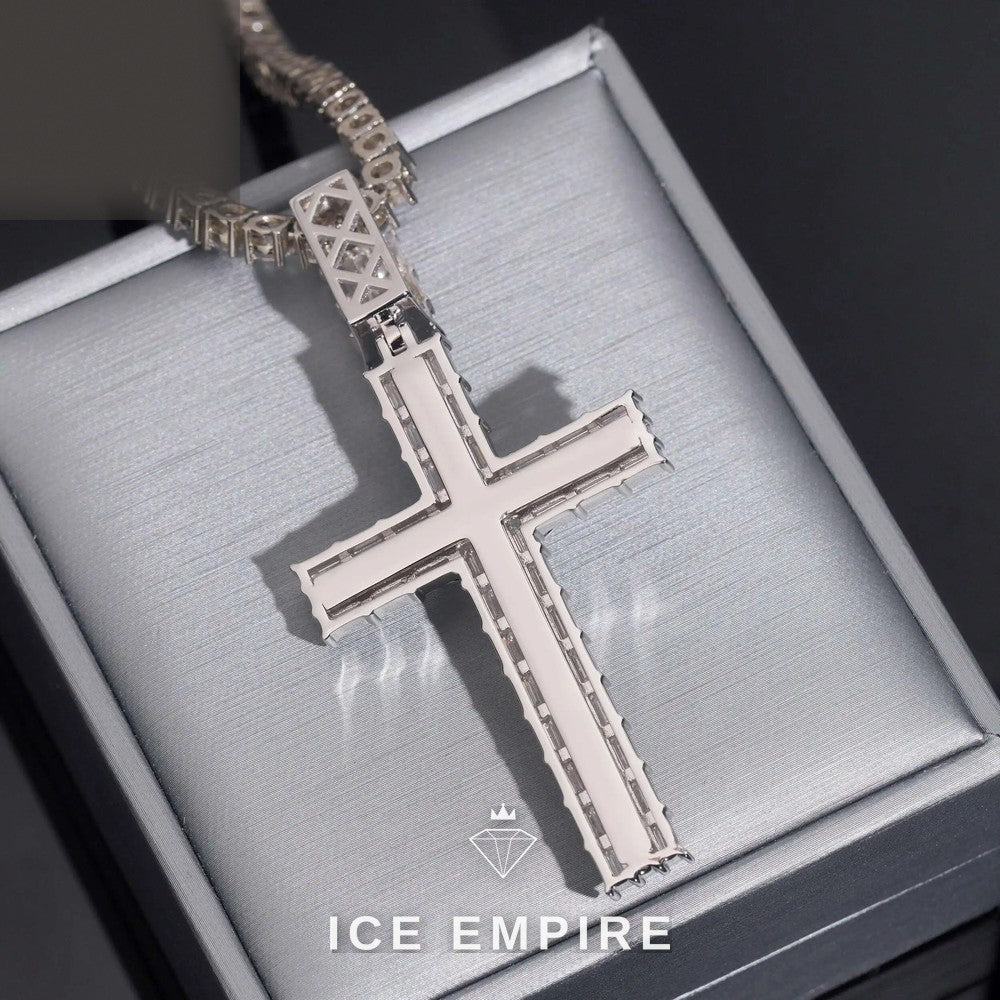 Iced Out Cross Rose Gold Plated Moissanite Pendant