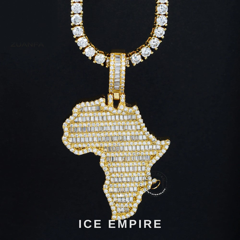 Iced Out Baguette 925 Silver Pendant