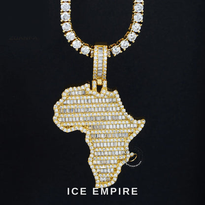 Iced Out Baguette 925 Silver Pendant