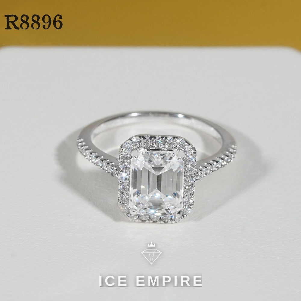 Iced Out 925 Silver Moissanite Engagement Ring