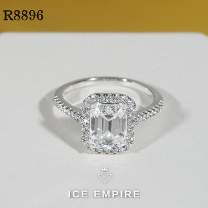 Iced Out 925 Silver Moissanite Engagement Ring