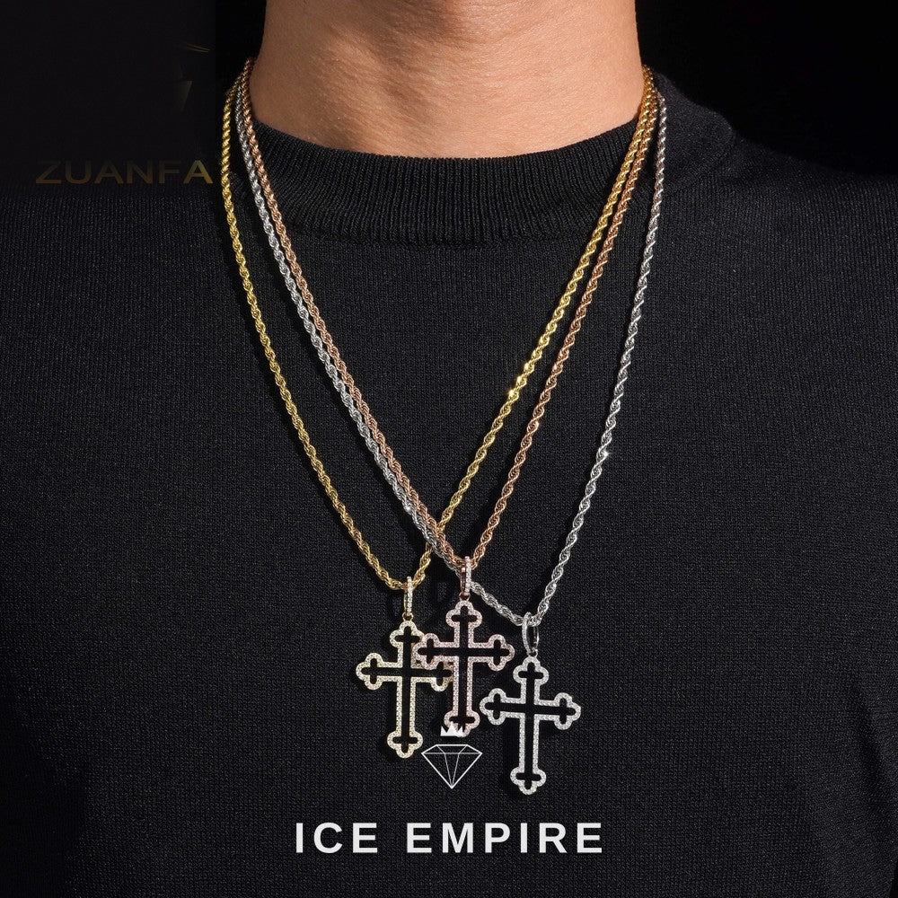 Iced Out Cross Gold Plated Pendant