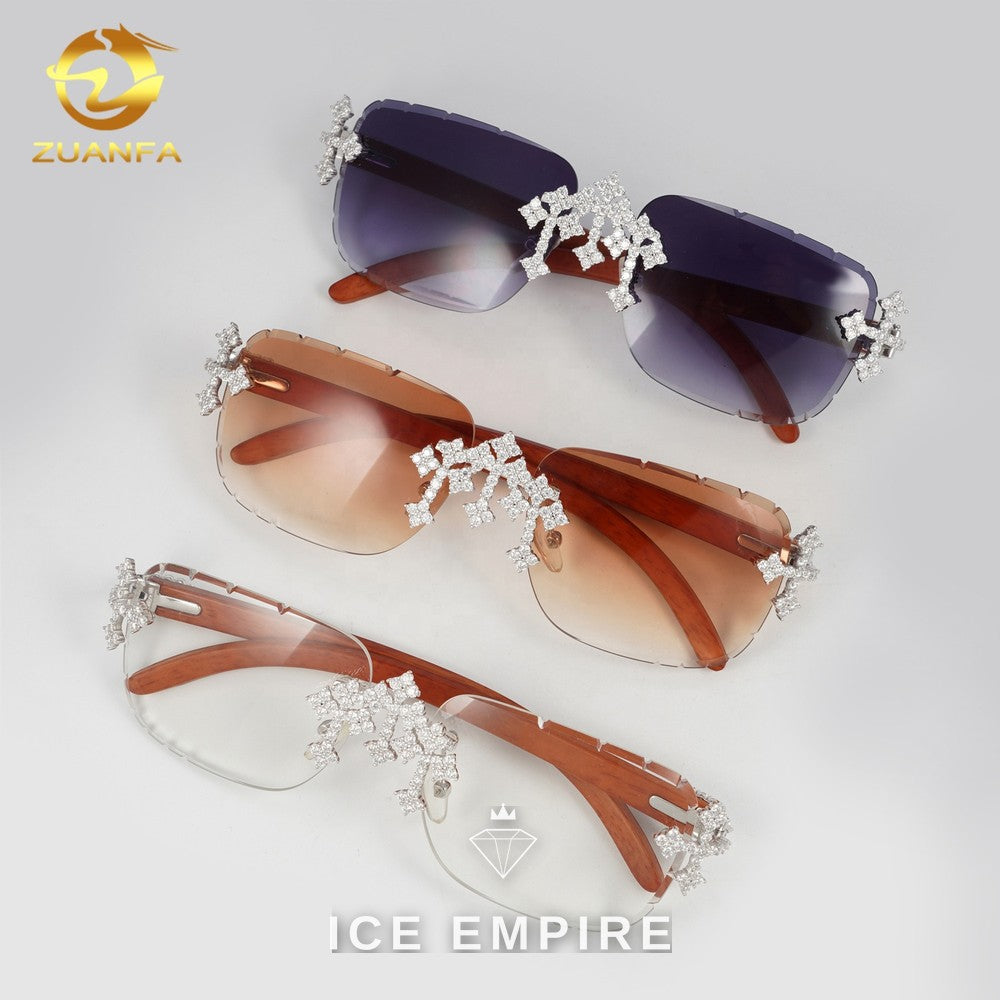 Iced Out Cross 925 Silver Moissanite Glasses