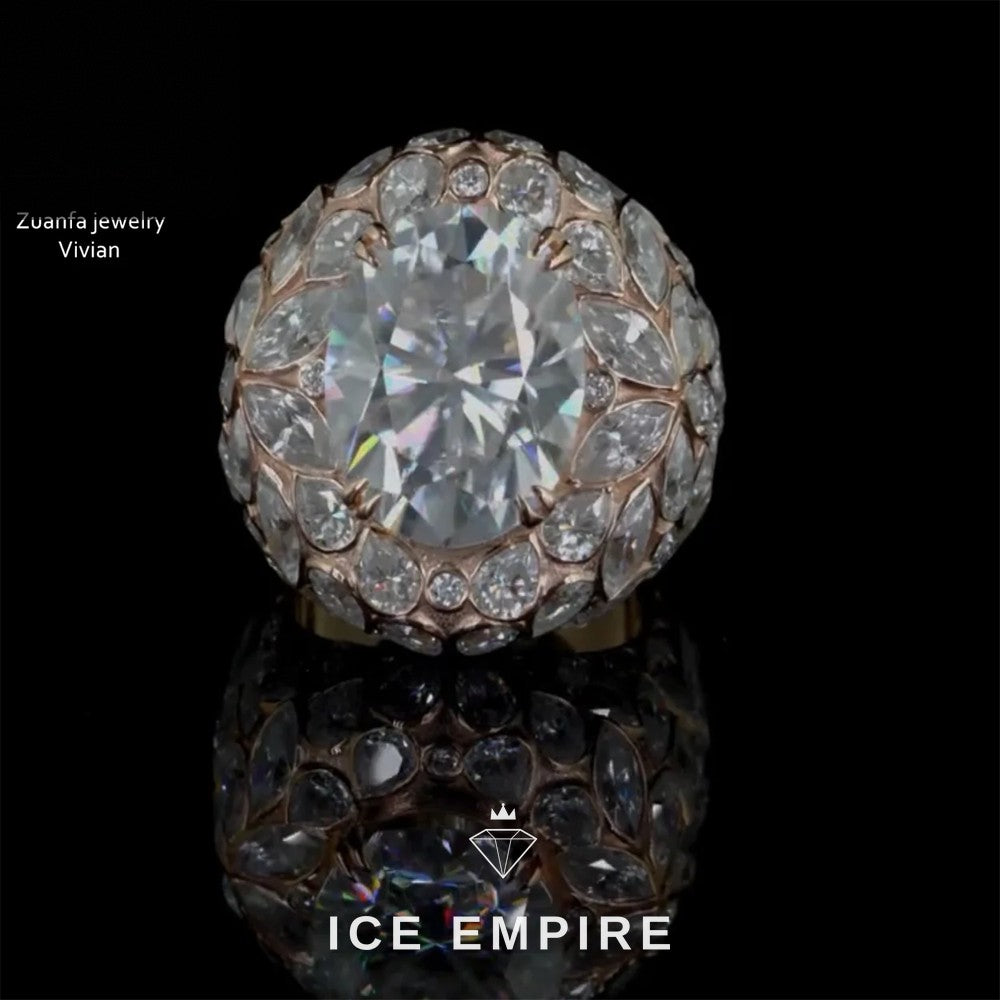 Iced Out 925 Silver Moissanite Ring