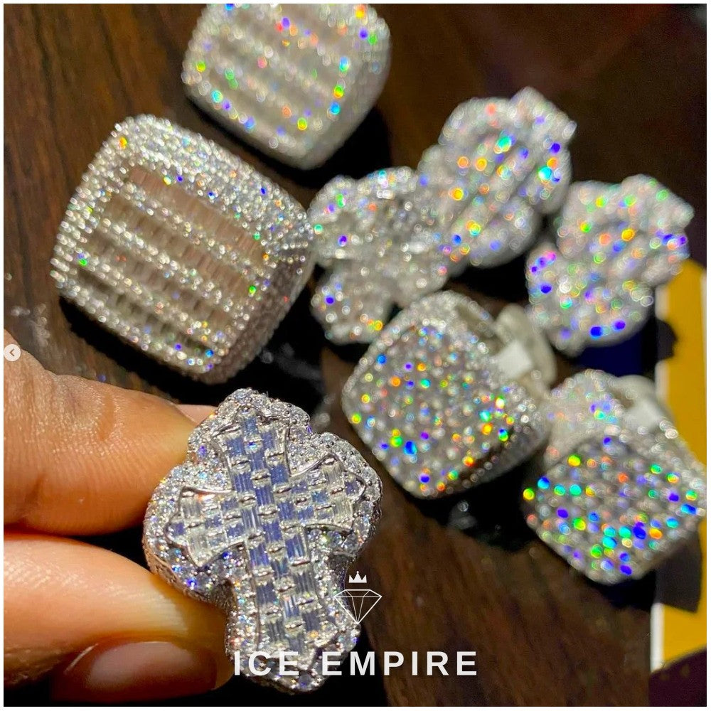 Iced Out 925 Silver Moissanite Ring