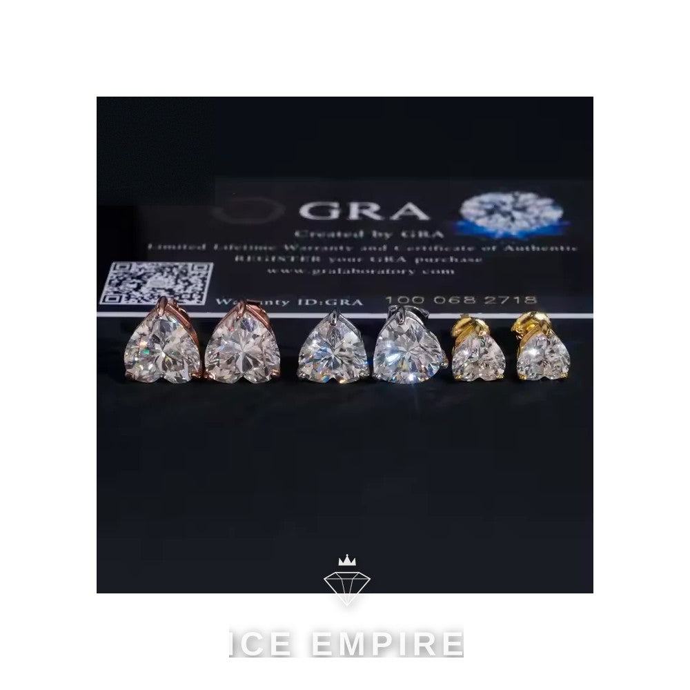 Iced Out Heart 925 Silver Moissanite Earrings