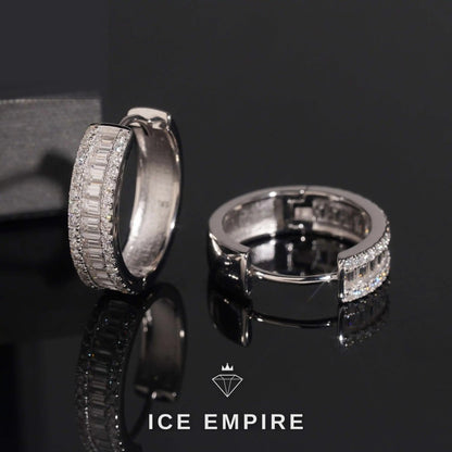 Iced Out Baguette Gold Plated Moissanite Hoop Earrings