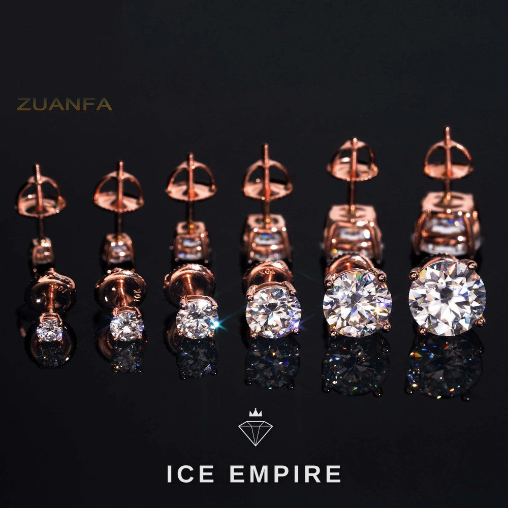 Iced Out 10K Gold Moissanite Stud Earrings