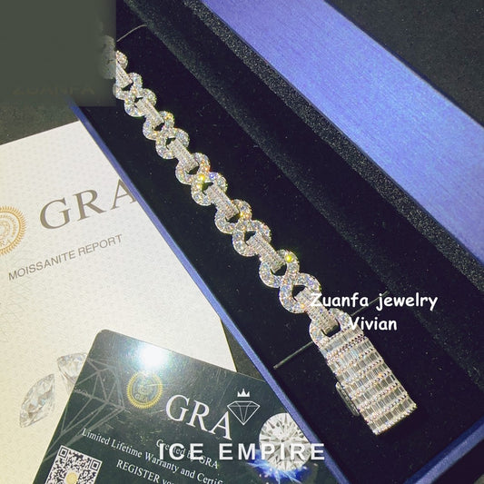 Iced Out Cross Rose Gold Plated Moissanite Cuban Chain