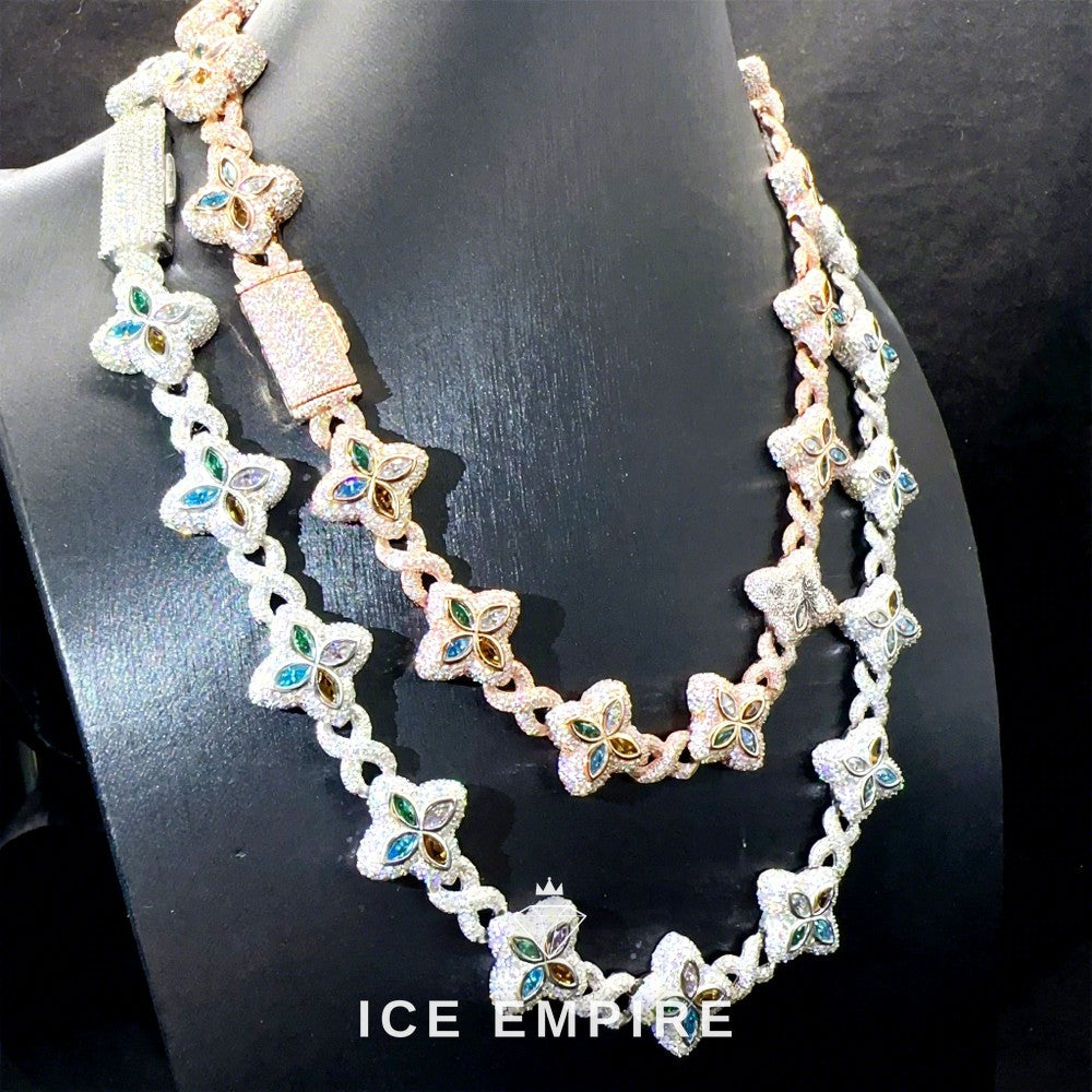 Iced Out Rose Gold Moissanite Cuban Chain