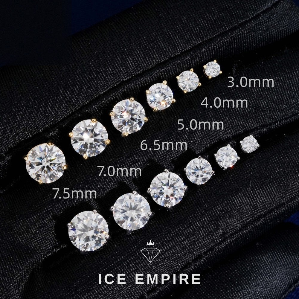 Iced Out 925 Silver Moissanite Stud Earrings