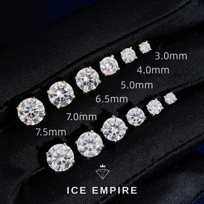 Iced Out 925 Silver Moissanite Stud Earrings