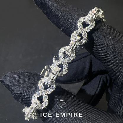 Iced Out Baguette Rose Gold Moissanite Cuban Chain