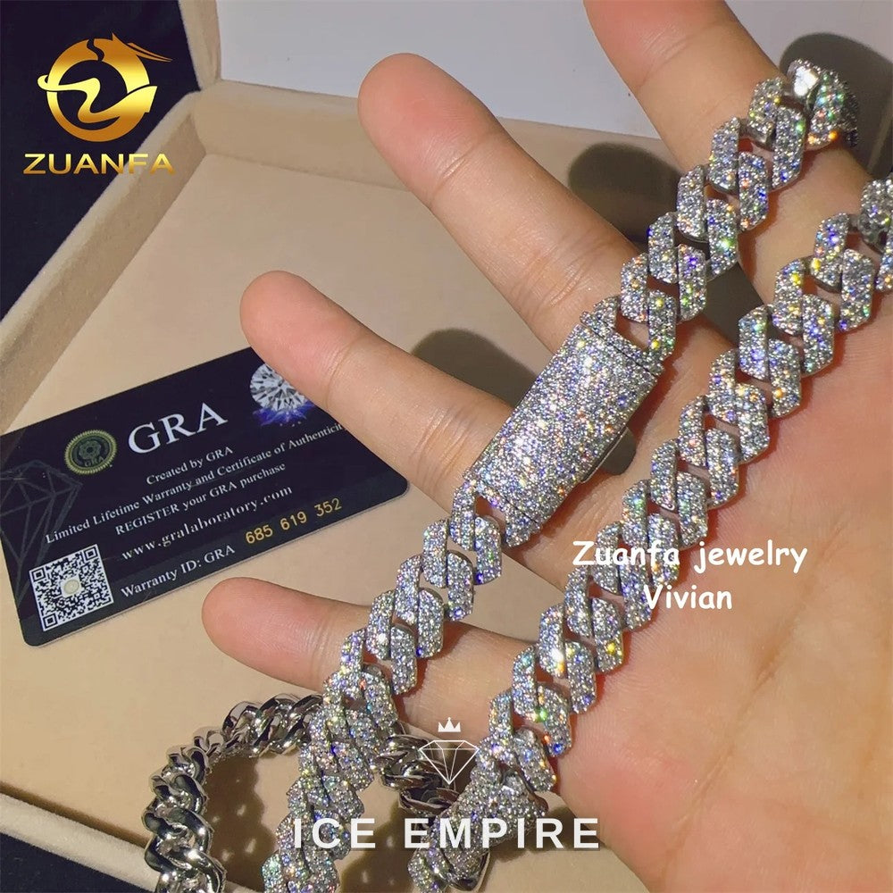 Iced Out Rose Gold Plated Moissanite Cuban Chain