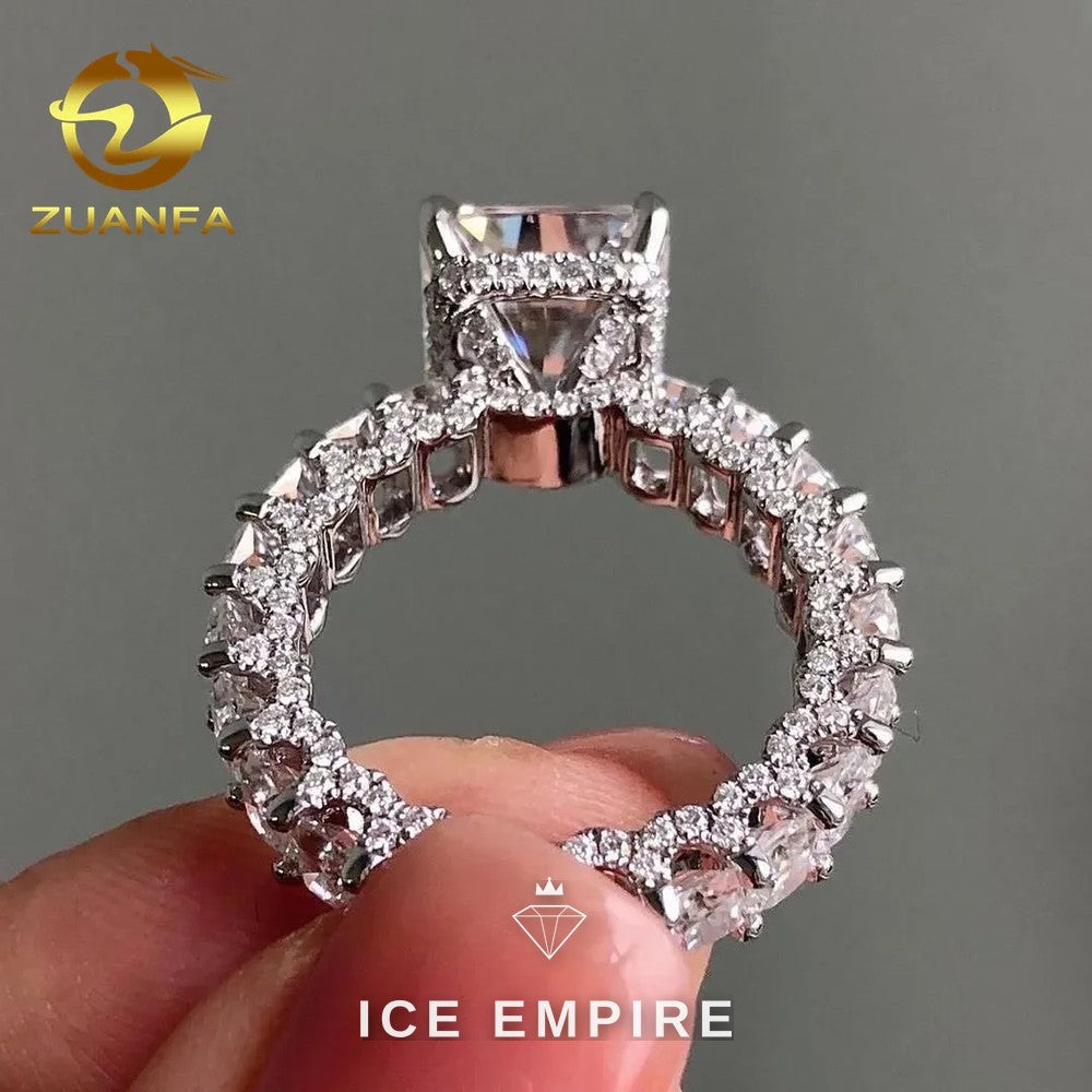 Iced Out Baguette 925 Silver Moissanite Engagement Ring
