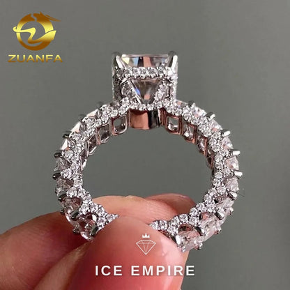 Iced Out Baguette 925 Silver Moissanite Engagement Ring