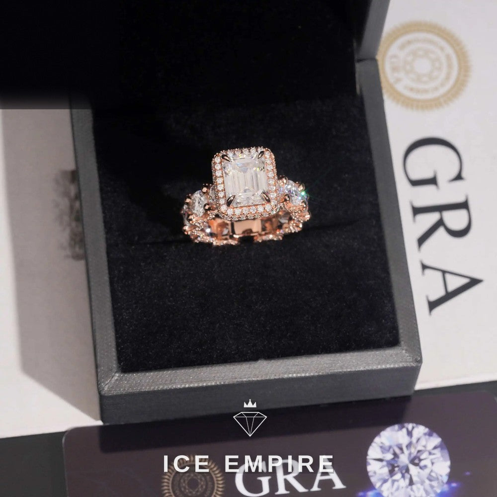 Iced Out 925 Silver Moissanite Engagement Ring