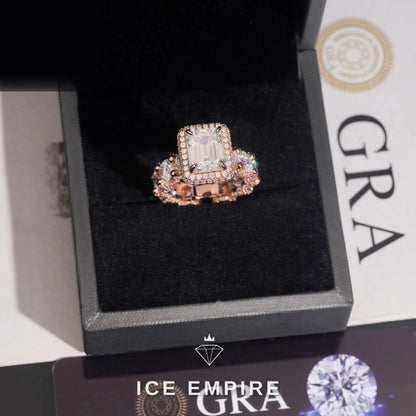 Iced Out 925 Silver Moissanite Engagement Ring