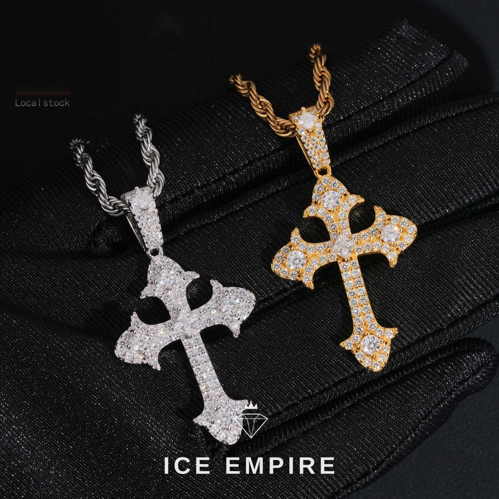 Iced Out Cross 925 Silver Pendant