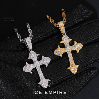 Iced Out Cross 925 Silver Pendant