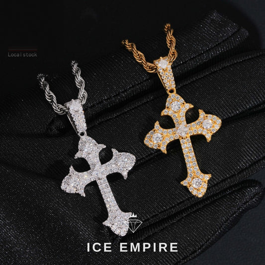 Iced Out Cross 925 Silver Pendant