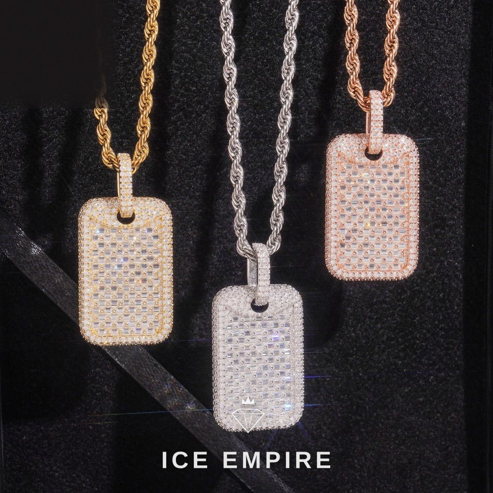 Iced Out Baguette Gold Plated Moissanite Pendant