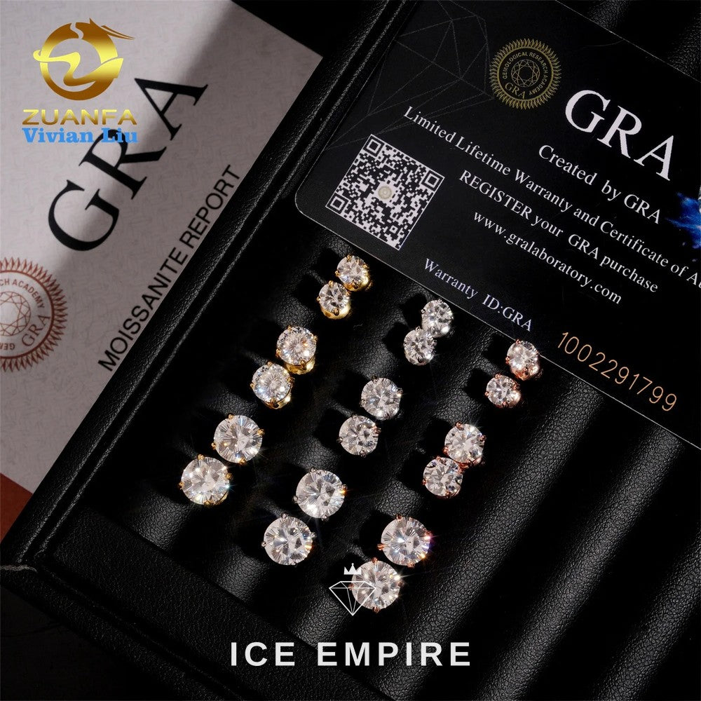 Iced Out 925 Silver Moissanite Stud Earrings