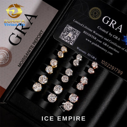 Iced Out 925 Silver Moissanite Stud Earrings
