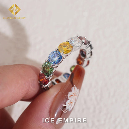 Iced Out 925 Silver Moissanite Wedding Band