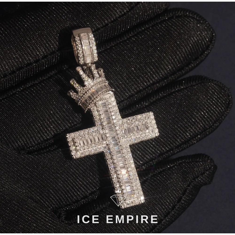 Iced Out Cross 925 Silver Pendant