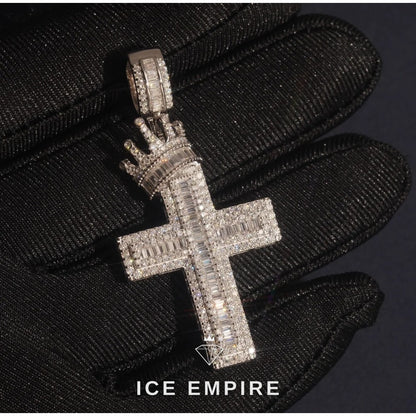 Iced Out Cross 925 Silver Pendant