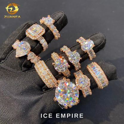 Iced Out 925 Silver Moissanite Engagement Ring