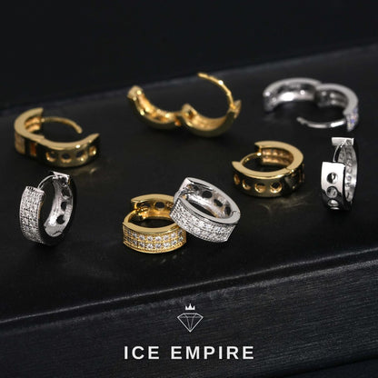 Iced Out Gold Plated Moissanite Hoop Earrings