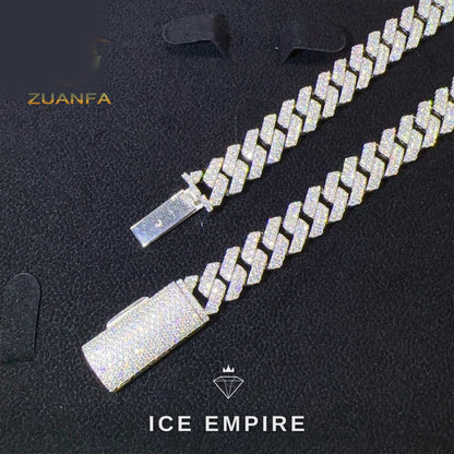 Iced Out 925 Silver Moissanite Cuban Chain