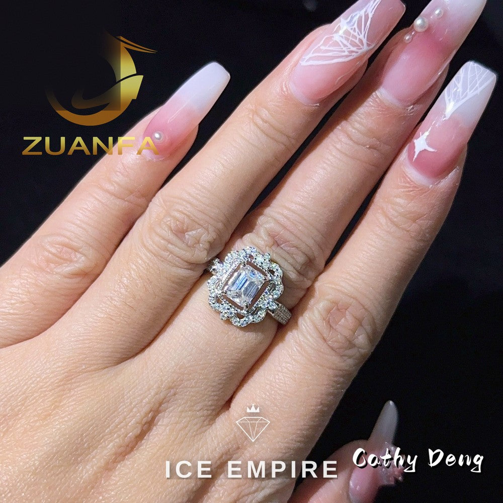 Iced Out 10K Gold Moissanite Engagement Ring