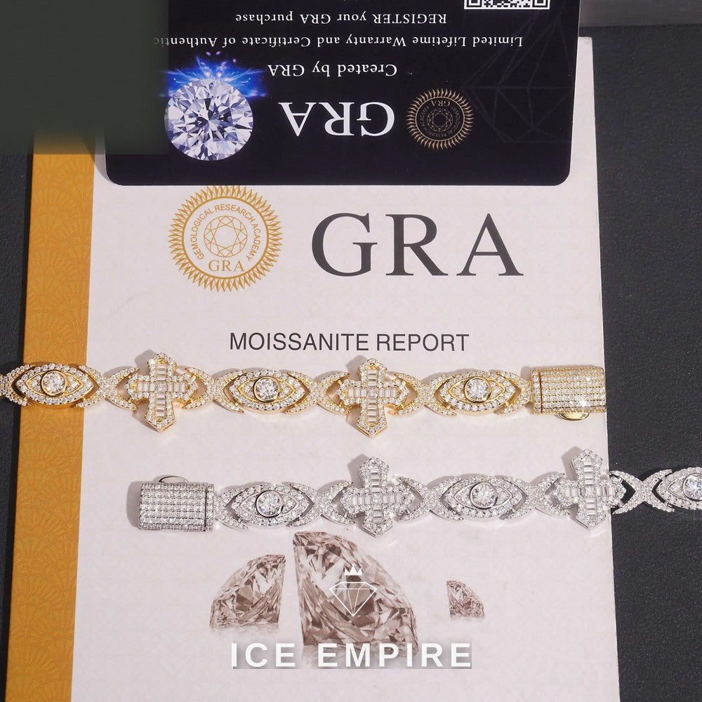 Iced Out Cross 925 Silver Moissanite Cuban Chain