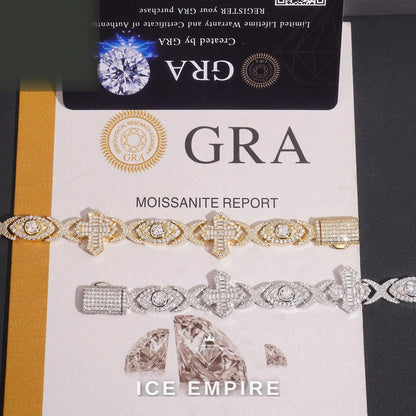 Iced Out Cross 925 Silver Moissanite Cuban Chain