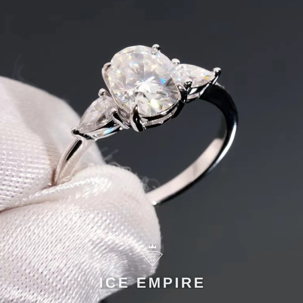 Iced Out 925 Silver Moissanite Engagement Ring