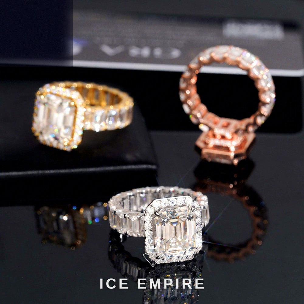 Iced Out 925 Silver Moissanite Engagement Ring