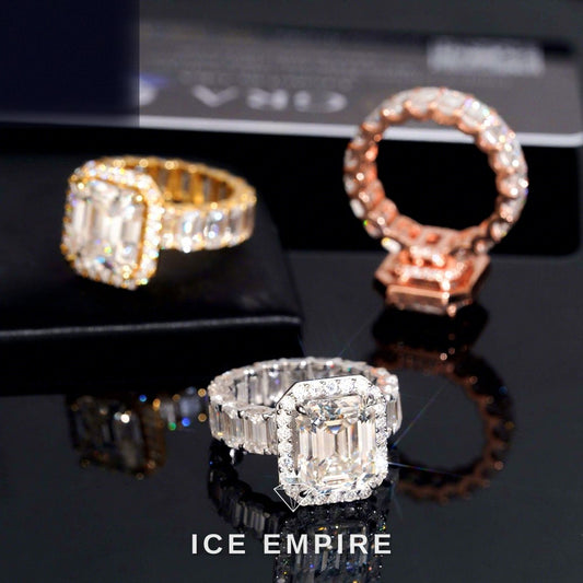 Iced Out 925 Silver Moissanite Engagement Ring